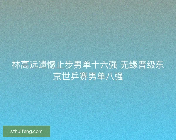 林高远遗憾止步男单十六强 无缘晋级东京世乒赛男单八强 林高远遗憾止步男单十六强 无缘晋级东京世乒赛男单八强