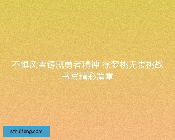 不惧风雪铸就勇者精神 徐梦桃无畏挑战书写精彩篇章